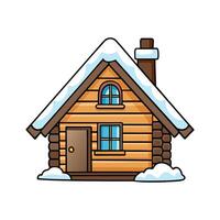 Quaint Wooden Cabin with Snow on Roof vector