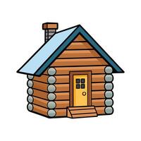 Tiny Log Cabin with Stone Chimney vector