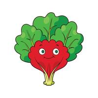 Fresh Red Mustard Greens on Pure Background vector