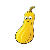 Fresh Yellow Crookneck Squash on Pure White Surface vector