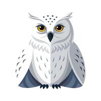 Stylized snowy owl character in action vector