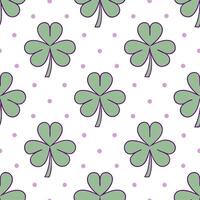 Whimsical watercolor clover seamless pattern with pastel splashes and drips on white Set 2 vector