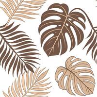 Ethereal tropical leaves seamless tile pattern with delicate watercolor monstera and palm leaves and soft green gradients for dreamy spaces concept as Delicate watercolor monstera flat vector