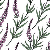 Whimsical watercolor heather seamless pattern with pastel splashes and drips on white Set 2 vector