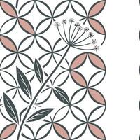Vintage botanical seamless tiles pattern with retro flower illustrations and antique color palette for nostalgic interiors Set 2 vector