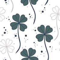 Whimsical watercolor clover seamless pattern with pastel splashes and drips on white vector