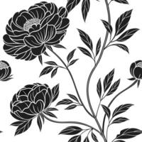 Rustic peony seamless pattern with earthy tones and natural textures on white background Set 2 vector