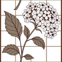 Rustic hydrangea seamless tiles pattern with dried hydrangea motifs and earthy blue tones ideal for country style kitchens Set 2 vector