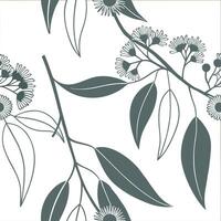 Rustic eucalyptus seamless tiles pattern with dried eucalyptus motifs and earthy green tones ideal for country style kitchens Set 9 vector