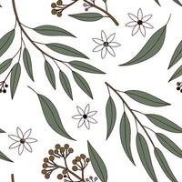 Rustic eucalyptus seamless tiles pattern with dried eucalyptus motifs and earthy green tones ideal for country style kitchens Set 7 vector