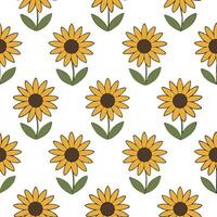 Rustic garden flowers seamless tiles pattern with hand drawn sunflowers and wildflowers in earthy tones ideal for farmhouse kitchens Set 2 vector