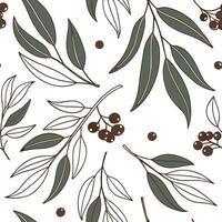 Rustic eucalyptus seamless tiles pattern with dried eucalyptus motifs and earthy green tones ideal for country style kitchens Set 4 vector