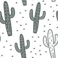 Rustic cactus seamless tiles pattern with dried cactus motifs and earthy green tones ideal for country style kitchens Set 6 vector