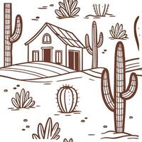 Rustic cactus seamless tiles pattern with dried cactus motifs and earthy green tones ideal for country style kitchens Set 5 vector