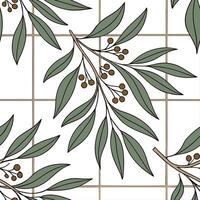 Rustic eucalyptus seamless tiles pattern with dried eucalyptus motifs and earthy green tones ideal for country style kitchens Set 2 vector