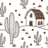 Rustic cactus seamless tiles pattern with dried cactus motifs and earthy green tones ideal for country style kitchens vector