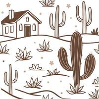 Rustic cactus seamless tiles pattern with dried cactus motifs and earthy green tones ideal for country style kitchens Set 4 vector