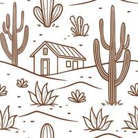 Rustic cactus seamless tiles pattern with dried cactus motifs and earthy green tones ideal for country style kitchens Set 2 vector