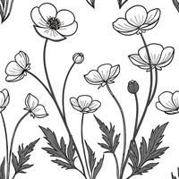 Rustic buttercup seamless pattern with earthy tones and natural textures on white background Set 2 vector