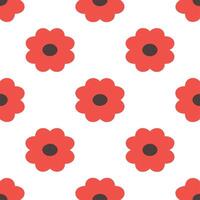 Minimalist poppy seamless tiles pattern with simple red blooms and soft grey accents ideal for modern kitchens Set 2 vector