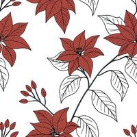 Minimalist poinsettia seamless tiles pattern with simple white petals and soft grey accents ideal for modern kitchens Set 3 vector