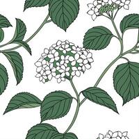 Industrial hydrangea seamless tiles pattern with bold lines and metallic accents on white background ideal for modern lofts Set 5 vector