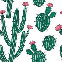 Industrial cactus seamless tiles pattern with bold lines and metallic accents on white background ideal for modern lofts Set 6 vector