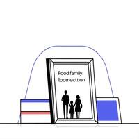 Glossy background with a family photo frame and a glowing gift box in the corner ample space for copy Set 2 vector
