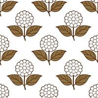 Farmhouse hydrangea seamless tiles pattern with vintage hydrangeas and warm brown accents on white background ideal for cozy kitchens Set 4 vector