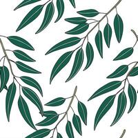 Farmhouse eucalyptus seamless tile pattern with vintage eucalyptus and warm brown accents on white background ideal for cozy kitchens concept as Vintage eucalyptus and warm brown a flat vector
