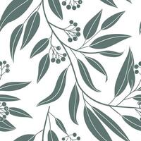 Farmhouse eucalyptus seamless tiles pattern with vintage eucalyptus and warm brown accents on white background ideal for cozy kitchens Set 4 vector
