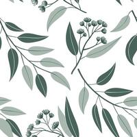 Farmhouse eucalyptus seamless tiles pattern with vintage eucalyptus and warm brown accents on white background ideal for cozy kitchens Set 6 vector
