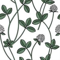 Delicate silver clover seamless pattern with subtle shimmer on white background Set 2 vector
