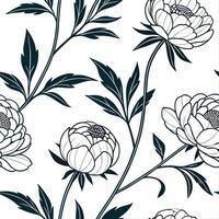Delicate silver peony seamless pattern with subtle shimmer on white background Set 2 vector