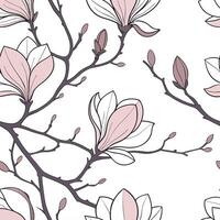 Contemporary magnolia seamless tiles pattern with geometric magnolia designs and monochrome palette ideal for trendy spaces Set 2 vector