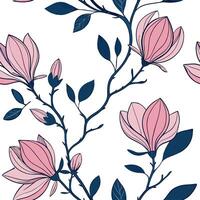Contemporary magnolia seamless tiles pattern with geometric magnolia designs and monochrome palette ideal for trendy spaces Set 3 vector