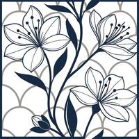 Contemporary geometric floral seamless tiles pattern with sharp lines and contrasting colors for stylish interiors Set 4 vector