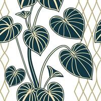 Contemporary abstract Pilea seamless pattern with vibrant hues and dynamic layout on white Set 2 vector