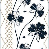 Contemporary abstract clover seamless pattern with bold colors and asymmetrical layout on white Set 2 vector