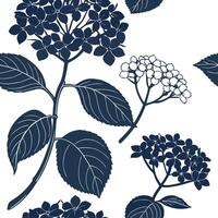 Coastal hydrangea seamless tiles pattern with airy hydrangeas and light blue accents on white background ideal for beach inspired rooms Set 4 vector