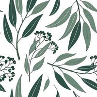Coastal eucalyptus seamless tiles pattern with airy eucalyptus and light blue accents on white background ideal for beach inspired rooms Set 10 vector