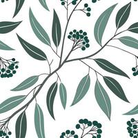 Coastal eucalyptus seamless tiles pattern with airy eucalyptus and light blue accents on white background ideal for beach inspired rooms Set 7 vector