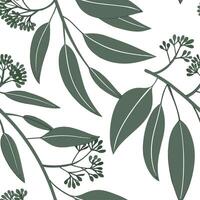 Coastal eucalyptus seamless tiles pattern with airy eucalyptus and light blue accents on white background ideal for beach inspired rooms Set 4 vector