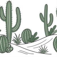 Coastal cactus seamless tiles pattern with airy cactus and light blue accents on white background ideal for beach inspired rooms Set 4 vector