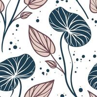 Classic embroidered Pilea seamless pattern with rich textures on white Set 2 vector
