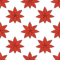Botanical garden poinsettia seamless tiles pattern with various poinsettia species in natural reds on white background perfect for serene spaces Set 2 vector