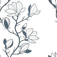 Botanical garden magnolia seamless tiles pattern with various magnolia species in natural pinks on white background perfect for serene spaces Set 10 vector