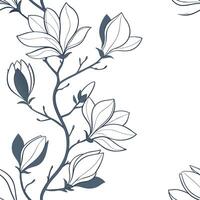 Botanical garden magnolia seamless tiles pattern with various magnolia species in natural pinks on white background perfect for serene spaces Set 4 vector