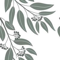 Botanical garden eucalyptus seamless tiles pattern with various eucalyptus species in natural greens on white background perfect for serene spaces Set 7 vector