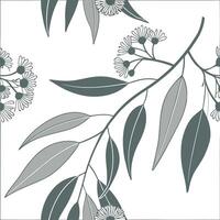 Botanical garden eucalyptus seamless tiles pattern with various eucalyptus species in natural greens on white background perfect for serene spaces Set 5 vector